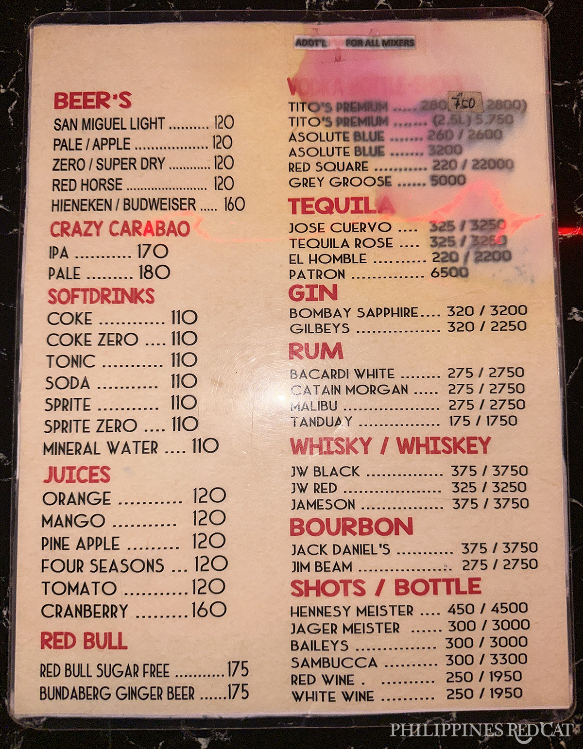 Manila Nightclub Drink Prices